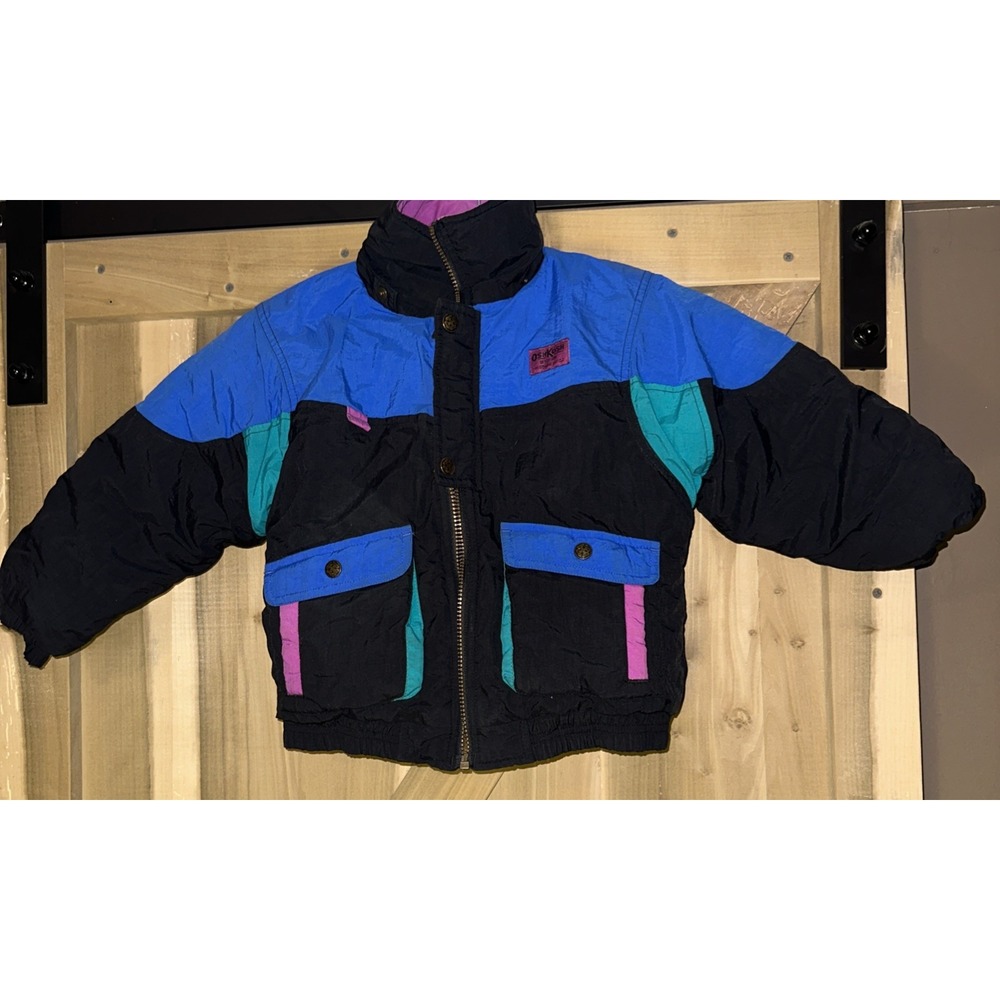 Vintage OSHKOSH B'GOSH Boys Multi Tone Winter Hooded Jacket M 5-6 *see Desc - Picture 1 of 6